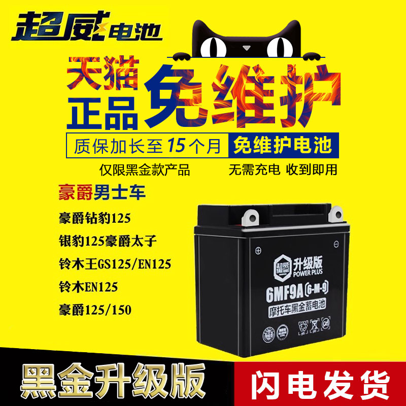 超威摩托车电瓶12n9钻豹太子豪爵