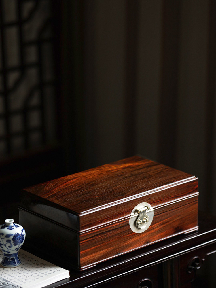 镶头红木首饰盒，全分离实木榫卯首饰盒，带锁的中国高端珠宝收纳