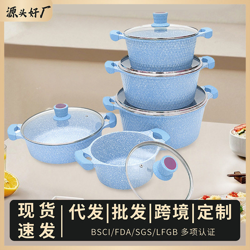 跨境厂家直销硅胶小钻汤锅套装双层烹饪蒸锅pots