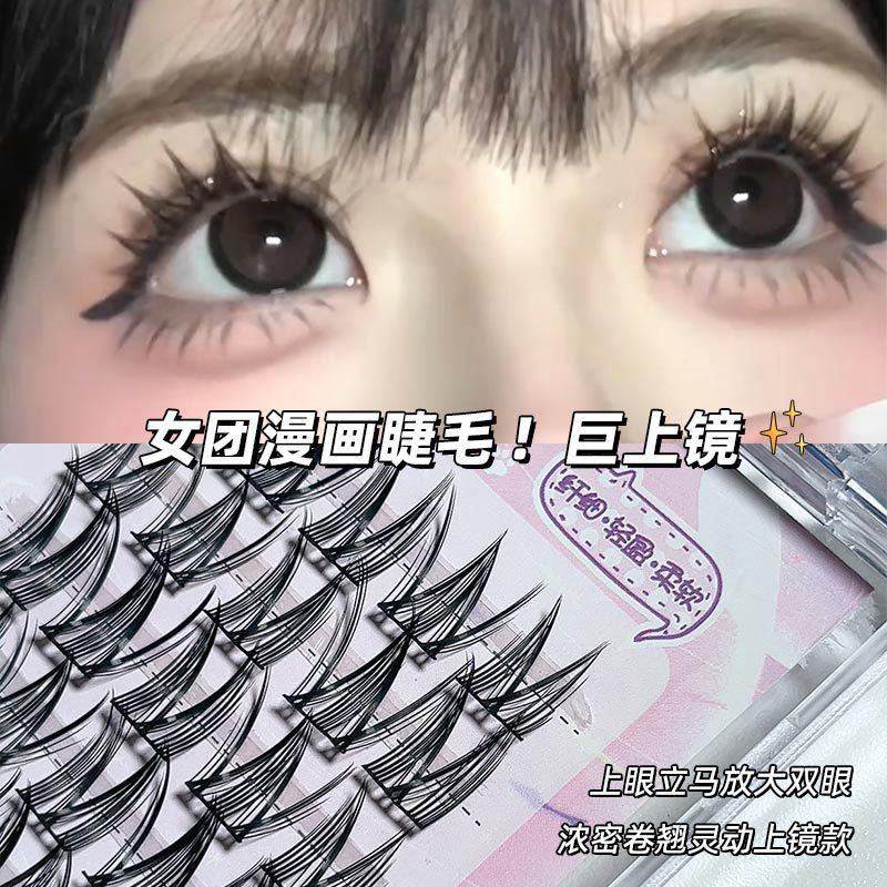 霏汐 漫画女团蝴蝶睫毛自然浓密卷翘单簇细梗分段芭比太阳花上镜