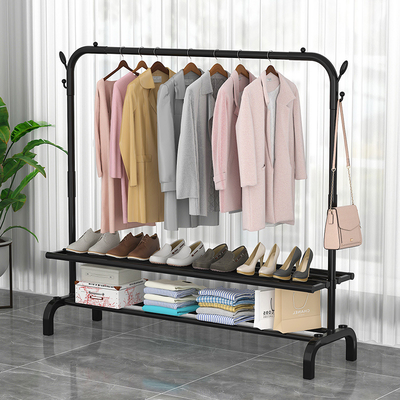 单杆式晾衣杆衣物晾衣架卧室置地挂衣架挂衣杆阳台衣服收纳晒宿舍