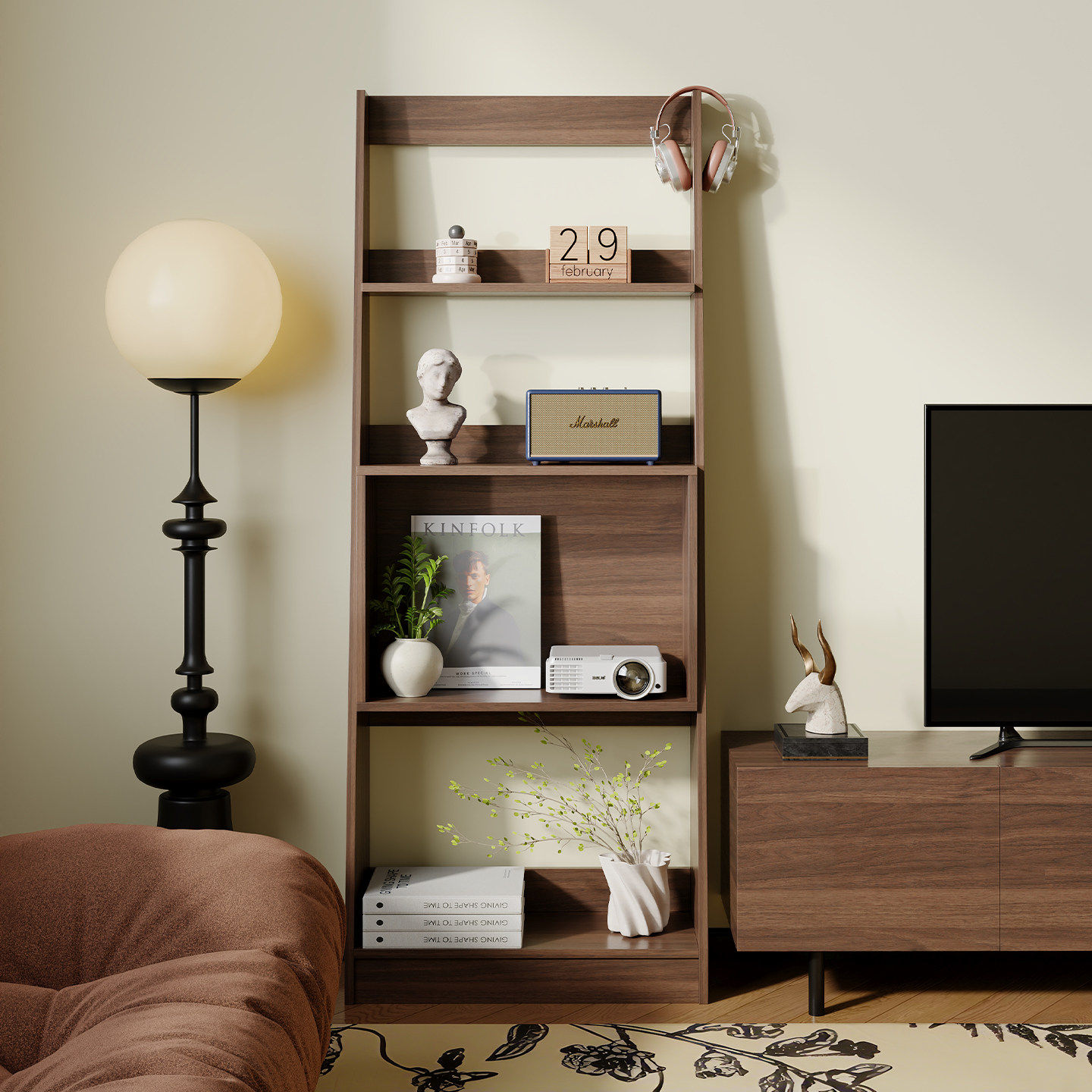 客厅多层书架落地置物架卧室中古杂志架家用梯形展示架靠墙收纳架,住宅家具,书架,淘宝优惠券,粉丝福利购,淘宝优惠卷