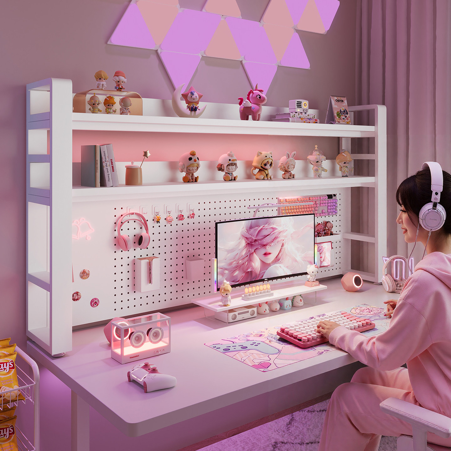 电竞风桌上书架收纳置物架办公用电脑桌上洞洞板宿舍学生家用书桌,住宅家具,书架,淘宝优惠券,粉丝福利购,淘宝优惠卷