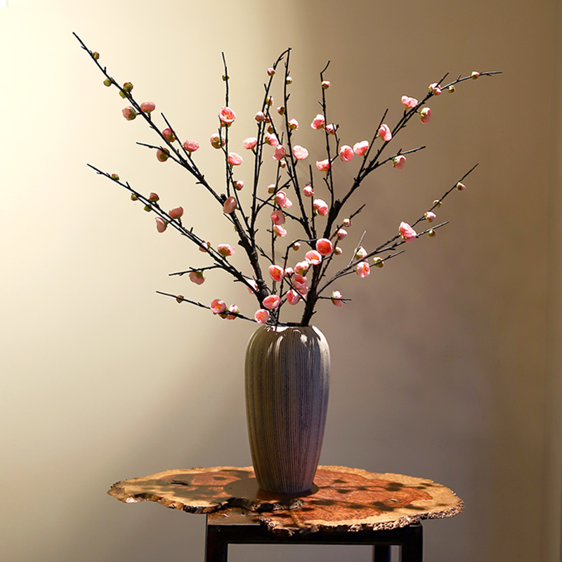 中式梅花仿真花腊梅插花陶瓷套装花艺家居装饰摆设干花枝假花摆件
