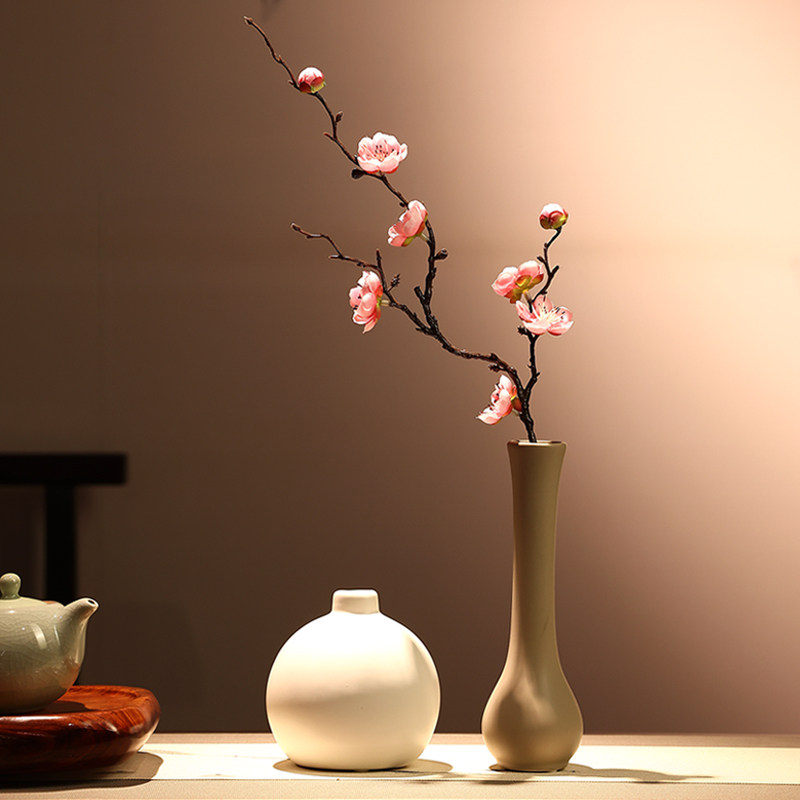 假梅花仿真花小枝腊梅中式禅意摆放花艺客厅室内装饰陶瓷花瓶套装,家居饰品,仿真花/假花,淘宝优惠券,粉丝福利购,淘宝优惠卷