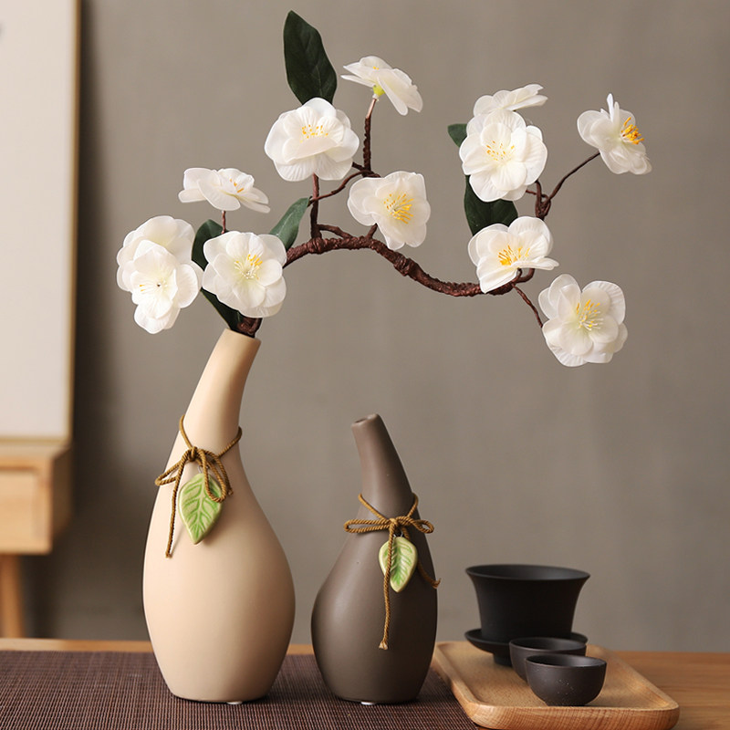 日式禅意陶瓷花瓶桃花腊梅花艺摆件创意细口餐桌插花器家居装饰品,家居饰品,花瓶,淘宝优惠券,粉丝福利购,淘宝优惠卷