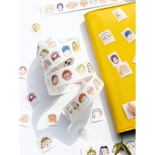 饰搭配和纸大年台产心情个性 别管胶带 小人头像手帐拼贴卡通装