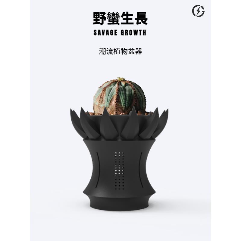 暗黑风格花盆潮流块根植物盆器个性创意控根透气透水树脂花盆AH13