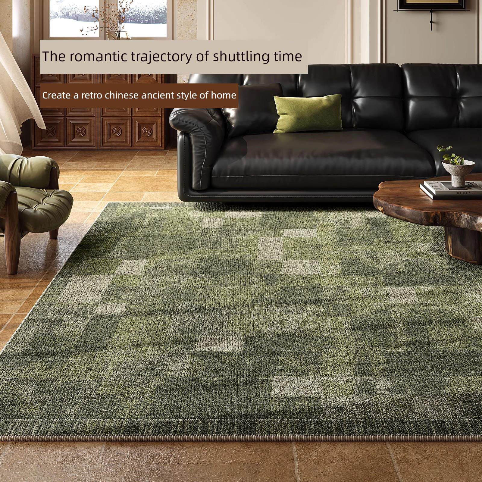 2025新法国覆古地毯客厅沙发咖啡桌地板垫绿色家庭无护理加厚床头
