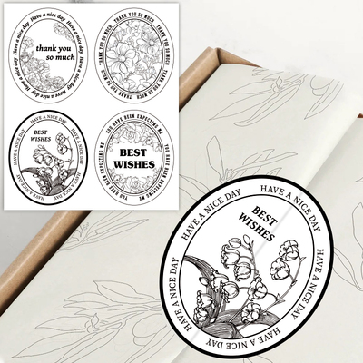 100贴/包复古花朵感谢贴纸thank you椭圆封口贴礼盒装饰贴密封贴
