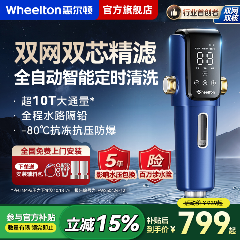 惠尔顿前置过滤器双网过滤智能全自动定时