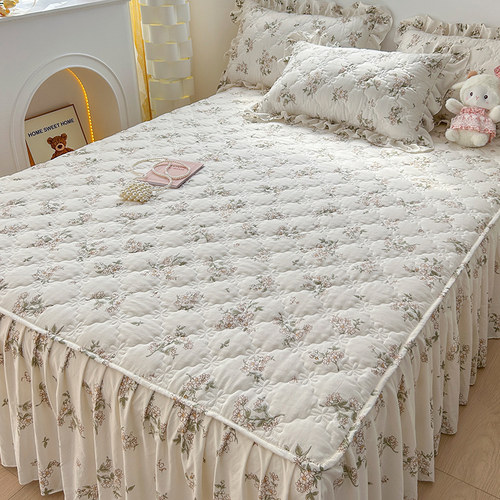 夹棉床裙单件四季通用加厚床罩
