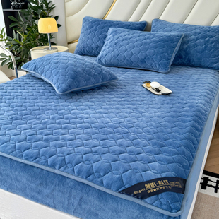 牛奶绒床笠单件冬季加厚夹棉保暖珊瑚法兰毛绒面防滑床罩床垫套子