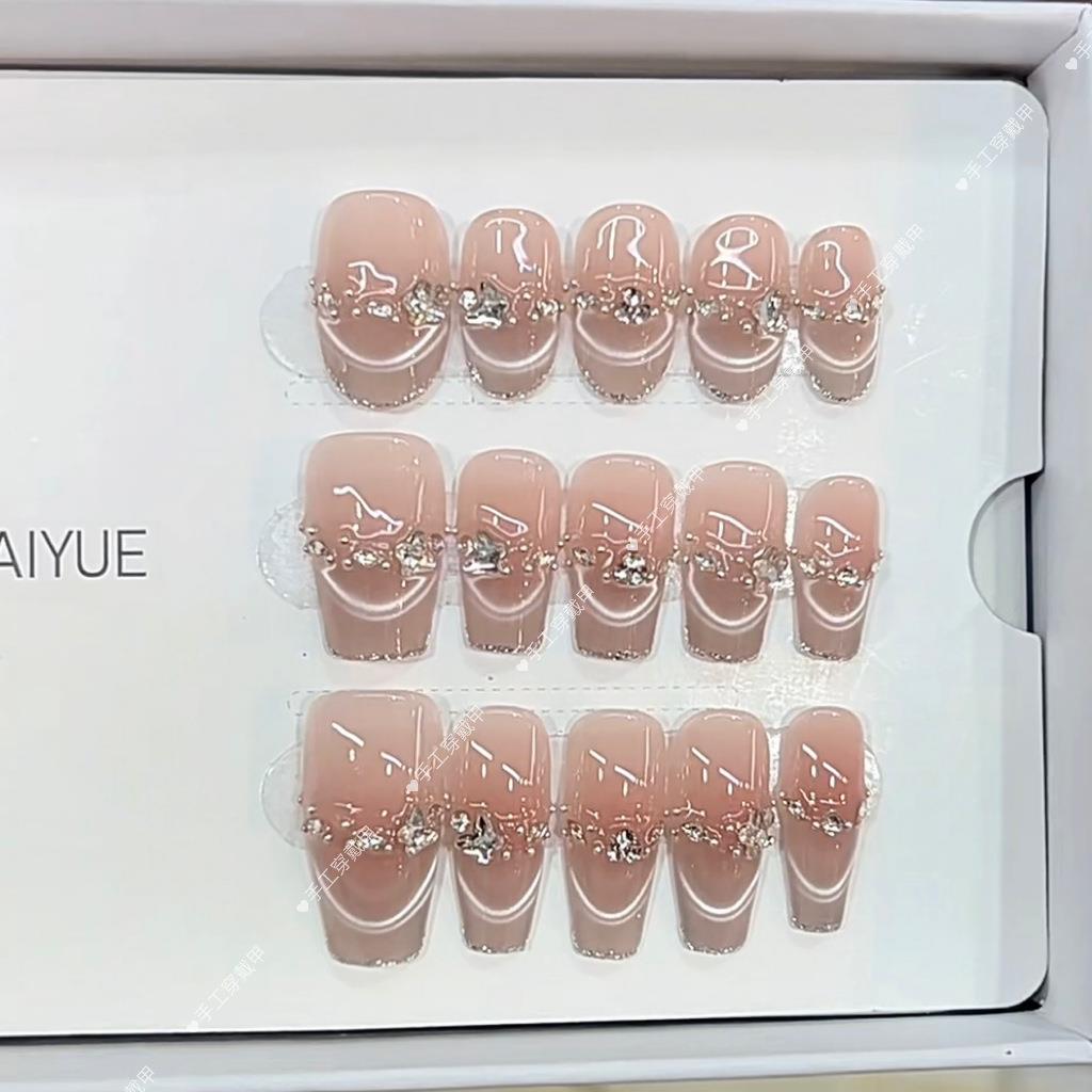 奈姿 纯手工光疗穿戴甲天秤座成品重复使用可拆卸美甲贴片