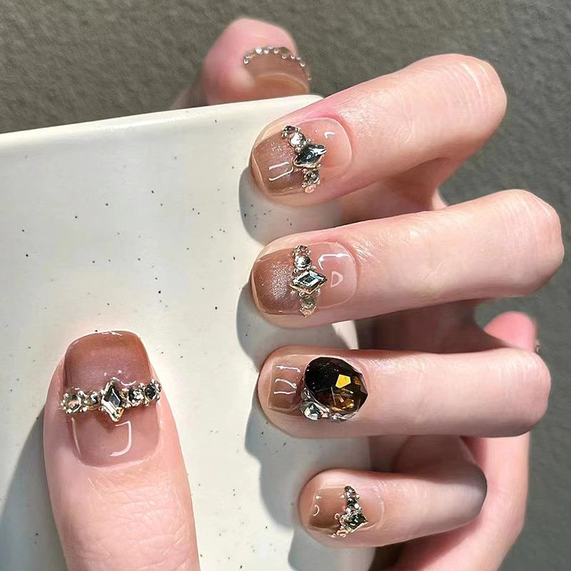 猫眼穿戴甲片可拆卸手工美甲片指甲贴片渐变千金指甲片小短T30片