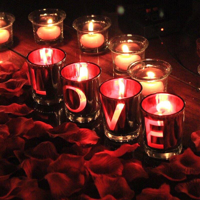 情人节LOVE蜡烛浪漫烛光晚餐纪念日创意气氛道具告白生日布置装饰