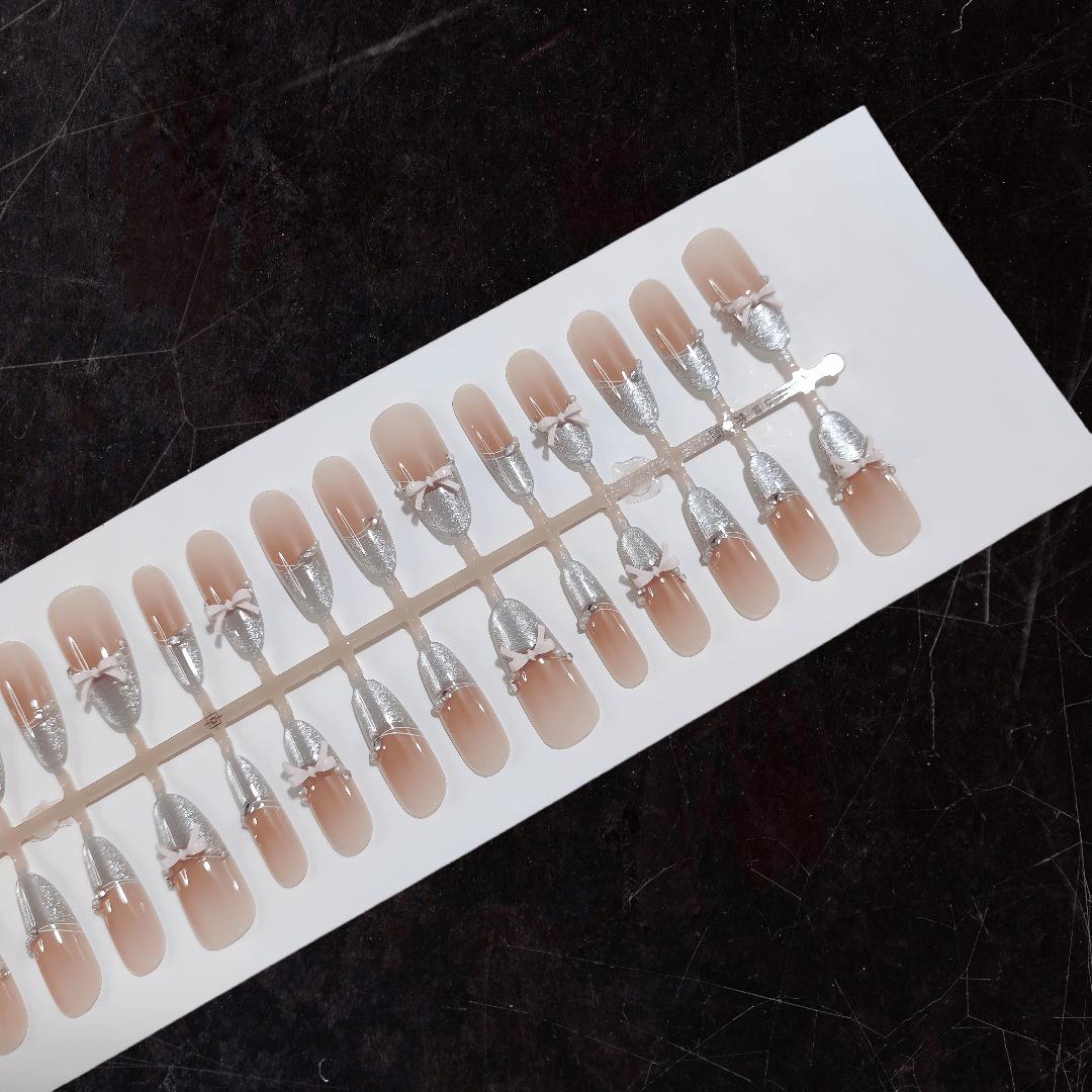 穿戴甲30片整条T065芭蕾舞鞋长尖温柔甜美纯欲仙女法式晶石美甲片