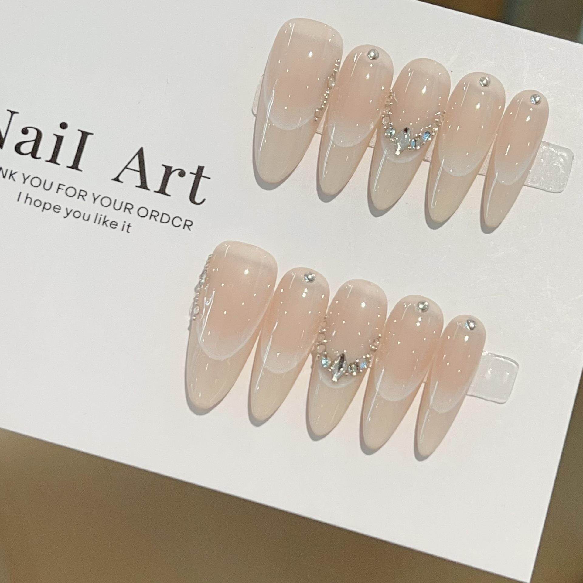 【银月柔纱】春夏白色法式渐变绝美婚纱照美甲131款带盒子工具包