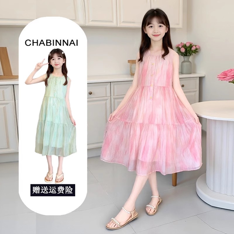 女童夏装公主裙2025新款雪纺裙子女大童夏季背心裙儿童夏天连衣裙