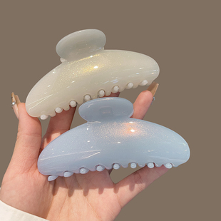 高品质醋酸彩色抓夹女2025新款 气质发抓 高级感细闪鲨鱼夹韩国法式