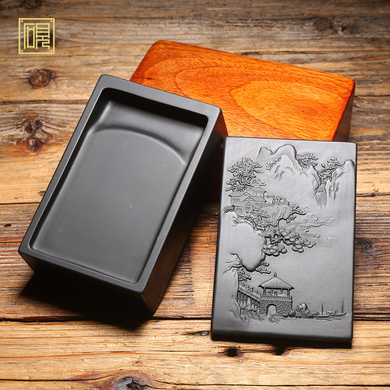 大师砚台《山水如画》老坑歙砚