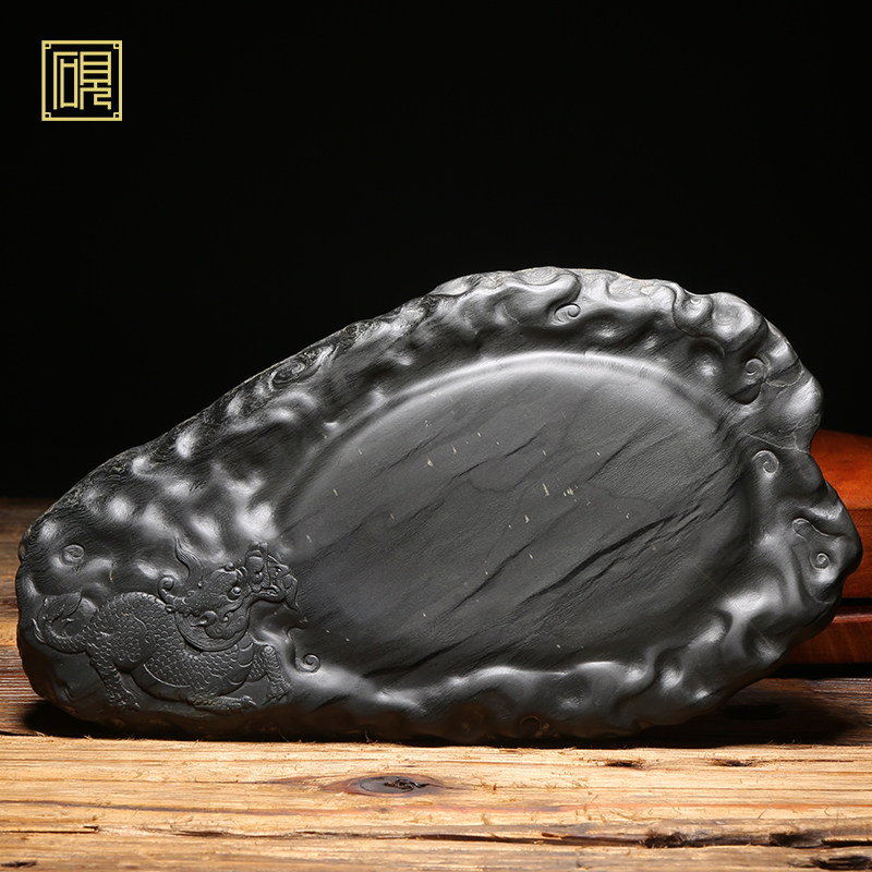 【孤品】匠心非遗传人工艺美术大师作品砚台/麒麟献瑞/收藏品老坑籽料作品砚台歙砚精品高档文房四宝