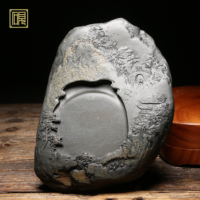 【孤品】匠心非遗 大师砚 高档老坑砚台 珍藏品《访友图》老坑籽料歙砚精品品高档原石歙砚文房四宝端砚