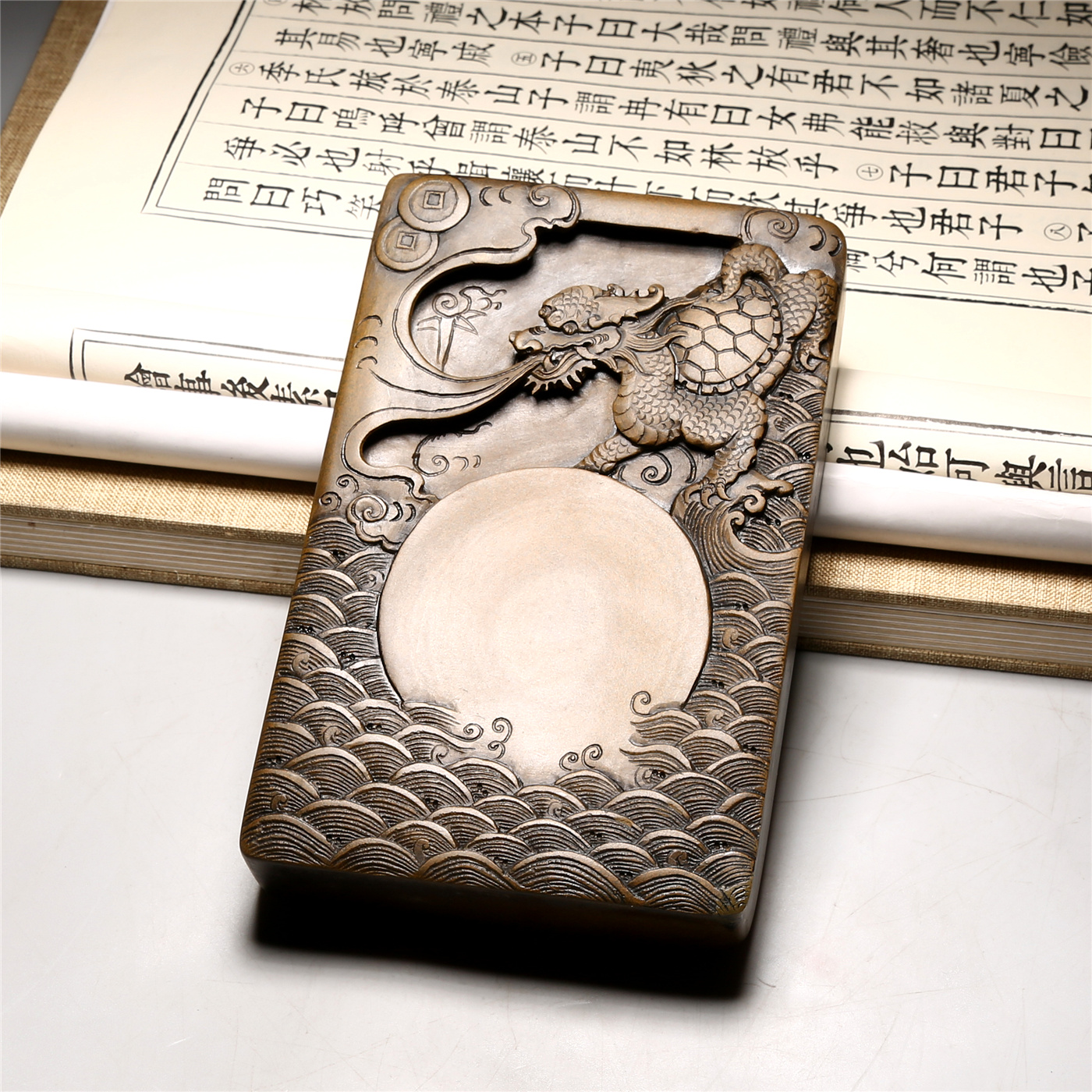 非遗歙县名师老坑原石砚台