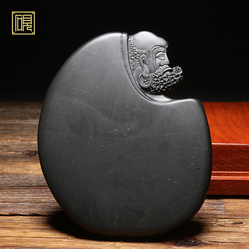 【孤品】匠心非遗传人工艺美术大师砚台《达摩悟禅》老坑歙砚砚台 精品天然籽料歙砚高档砚台文房端砚作品