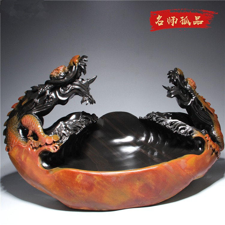 文房重器 孤品 匠心非遗省级名师老坑砚台 双龙戏珠天然原石老坑四大名坑龙尾山安徽歙砚端砚高档文房