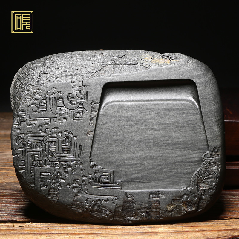 孤品 匠心非遗 大师砚 老坑砚台 柯崇作品《青铜神器》老坑眉纹籽料作品精品高档原石歙砚文房四宝端砚