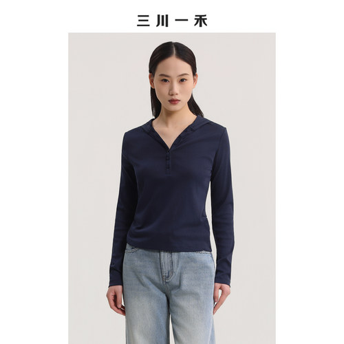 三川一禾春季新款连帽亨利领针织