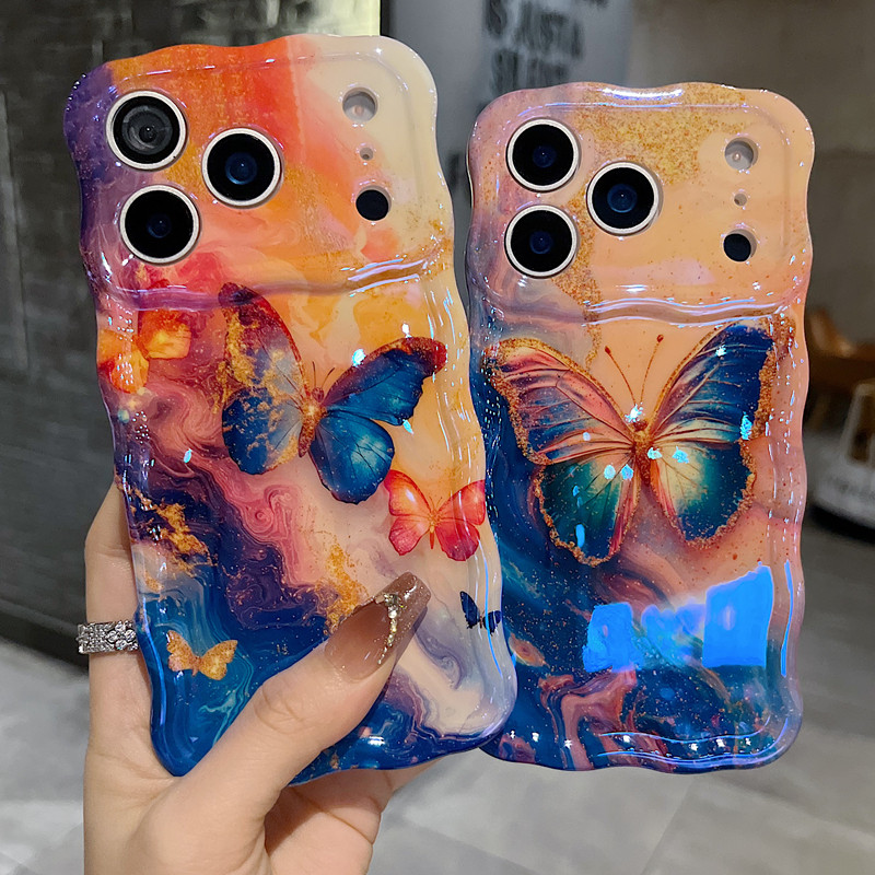 适用苹果系列iPhone17新款手机壳15pro14promax小众多只蝴蝶13pro16promax精孔透气扭扭边防摔网红女款保护套