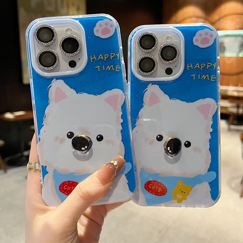 适用苹果系列iPhone16新款手机壳13pro15pro可爱风脚丫狗狗转转鼻子14promax16promax全包防摔大孔网红保护套