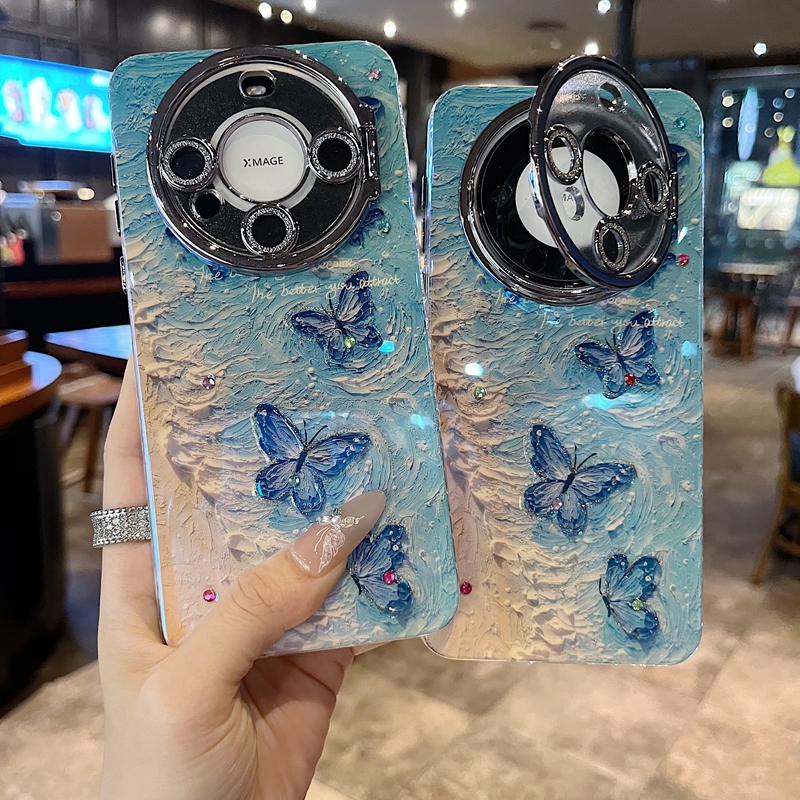 适用华为mate70系列苹果16promax新款手机壳P70pro时尚优雅风海滩蝴蝶15promax全包镜头膜翻盖支架网红保护套