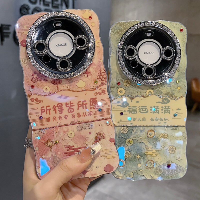 适用华为mate70系列苹果新款手机壳Pura80pro时尚高级顺风顺水mate60pro全包满钻精孔镜头扭边网红女款保护套