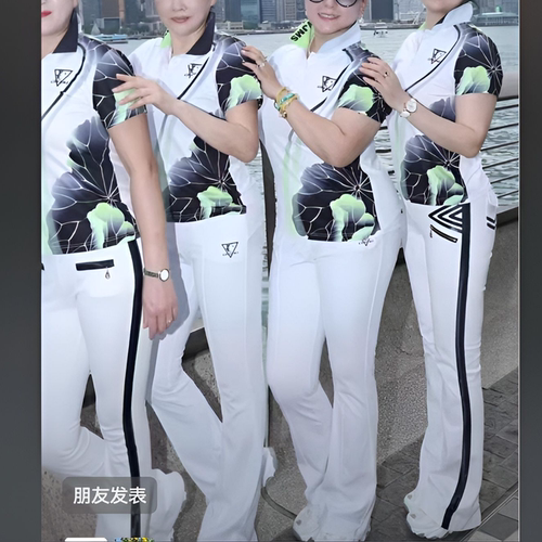 爆款夏季运动服套装荷花短袖速干透气佳木斯健身操团队贞贞同款