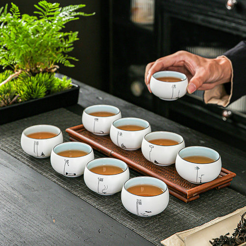 静柏茶杯陶瓷定窑品茗杯
