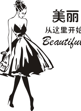 养生会所美容院纹绣移门装饰贴画