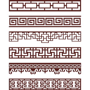 中式橱窗花边中国风茶馆饭店古典背景墙复古风格回纹腰线墙面装饰