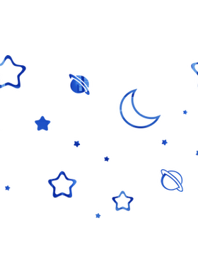 星星月亮温馨立体墙贴画镜面自粘