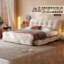 法莎蒂雪尼尔婴儿绒泡芙床法式 奶油风小户型主卧双人床布艺储物床