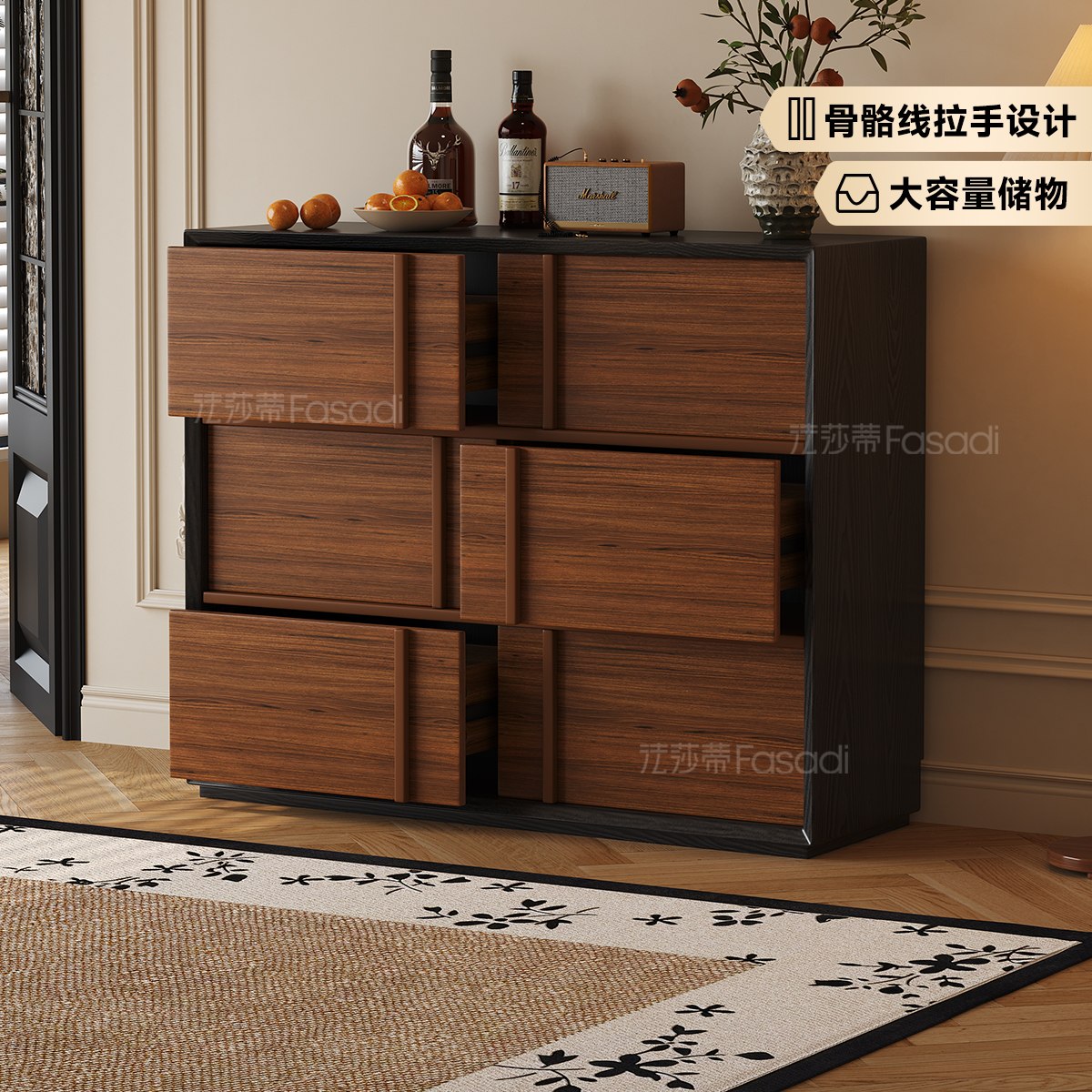 法莎蒂中古风岩板餐边柜