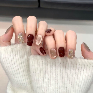 指甲贴片 猫眼短款 2024K新款 纯手工美甲穿戴甲纯欲风设计师款