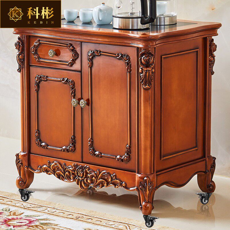 欧式茶台 美式别墅实木茶桌沙发边茶桌储物阳台正方形做旧小茶桌