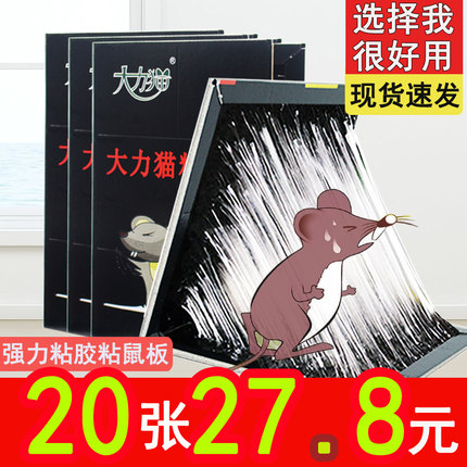 大力猫粘鼠板超强力捉抓大老鼠贴家用灭沾捕胶神器加大加厚鼠夹