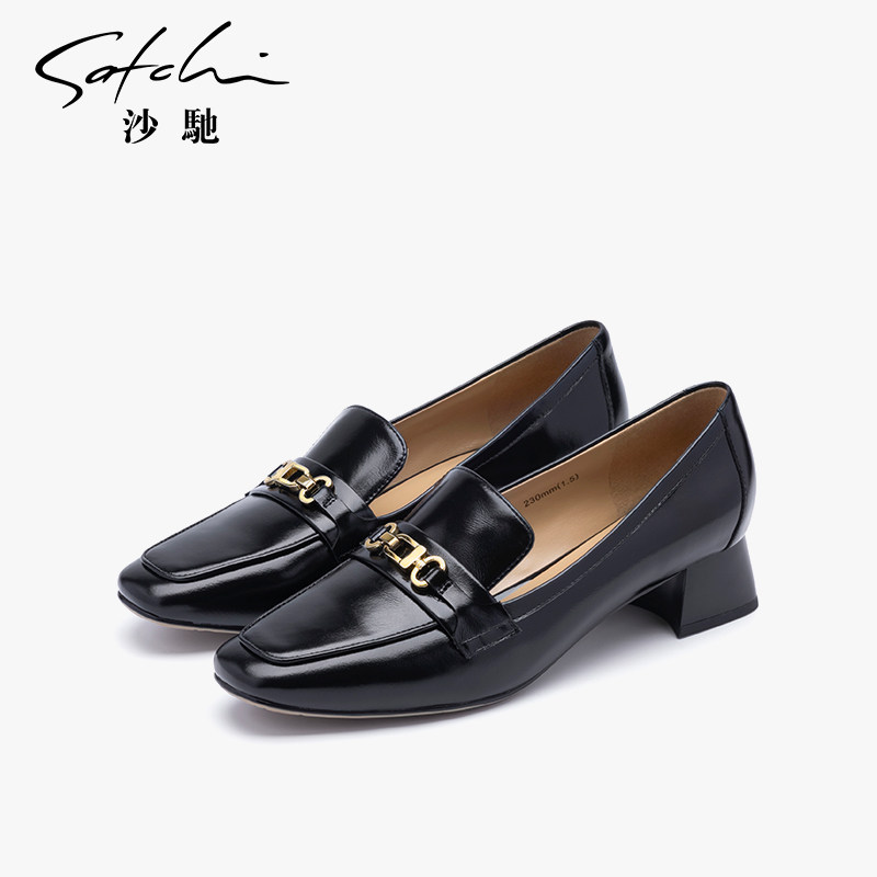 【品牌特卖】沙驰女鞋时尚粗跟中跟职业乐福鞋女小方头妈妈单鞋,女鞋,深口单鞋,淘宝优惠券,粉丝福利购,淘宝优惠卷