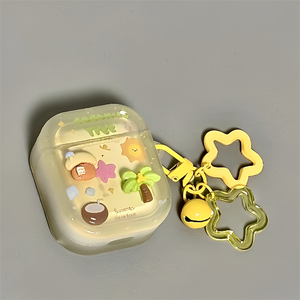 适用Airpods pro3耳机保护套夏日立体椰树小屋苹果耳机套AirPods1/2代/3保护壳带吊坠airpods4代蓝牙耳机壳女