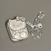 适用Airpods4耳机保护套透明水晶KT猫咪苹果4代耳机套AirPods1 2代 pro保护壳带吊坠airpods新3代蓝牙耳机壳