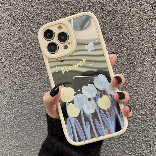 Apple, сиреневый совместимый чехол для телефона, силиконовый iPhone 11, iphone, 14promax, в цветочек, зеркальный эффект, 8plus, защита при падении, популярно в интернете